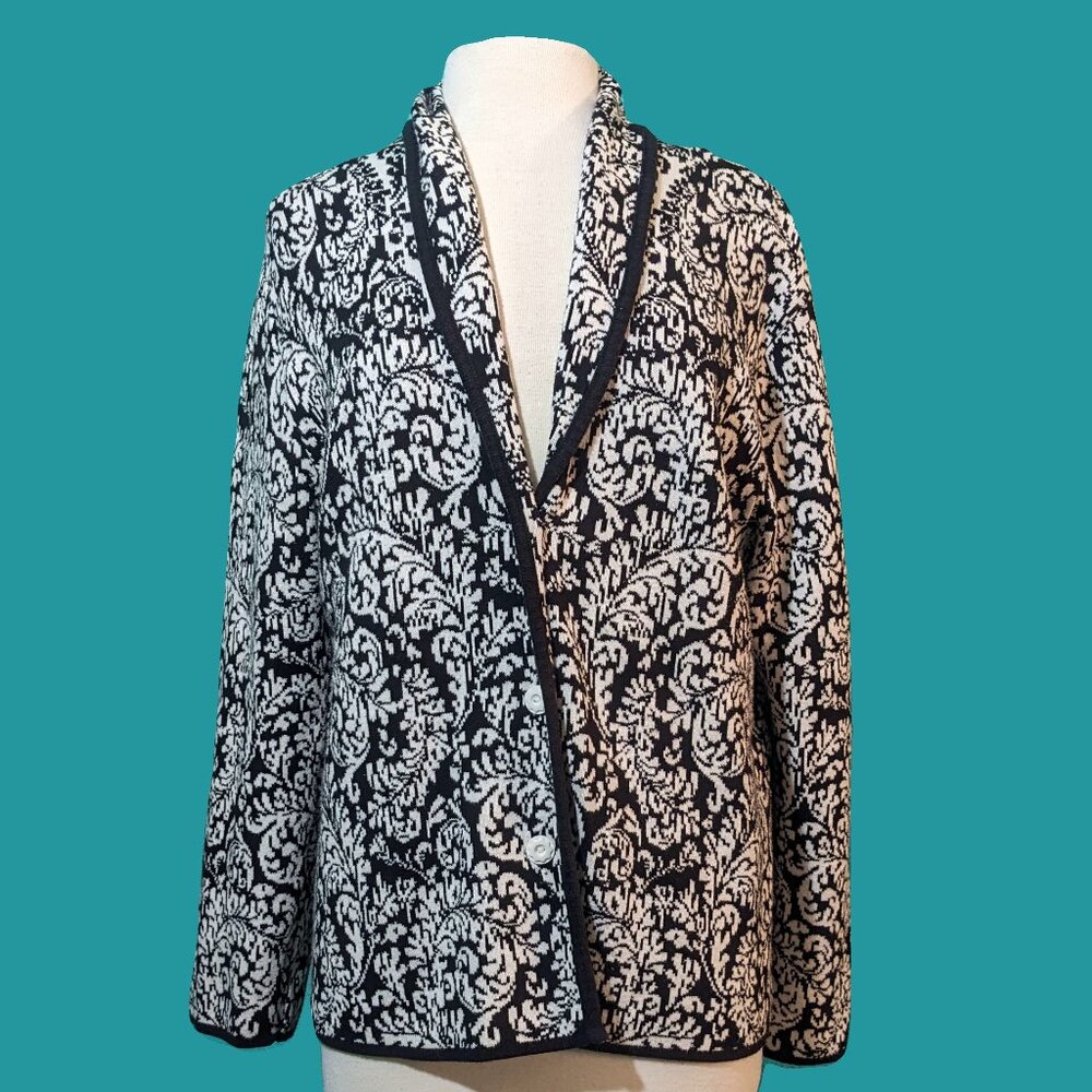 JM Collection Paisley Sweater Cardigan Size XL Preowned